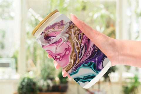 Glass Can Alcohol Ink Painting Sublimation artnoy 