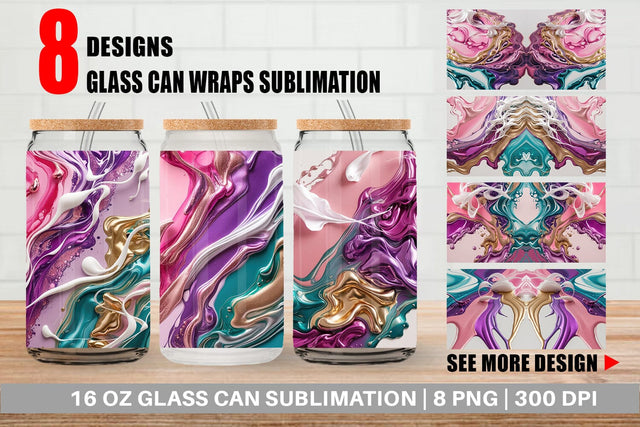 Glass Can Alcohol Ink Painting Sublimation artnoy 