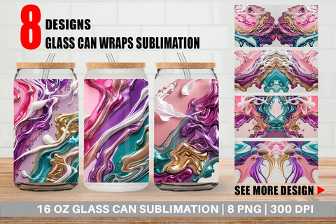 Glass Can Alcohol Ink Painting Sublimation artnoy 