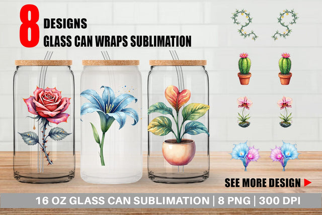 Glass Can Alien Botany Cosmic Love Flora Sublimation artnoy 