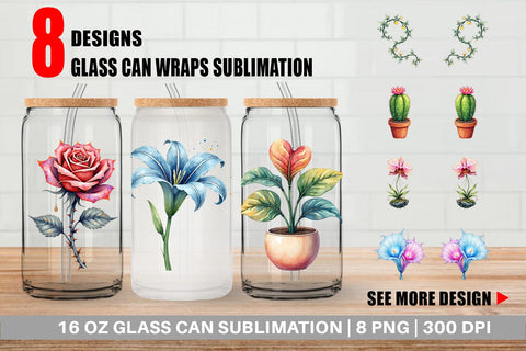 Glass Can Alien Botany Cosmic Love Flora Sublimation artnoy 