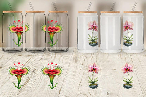 Glass Can Alien Botany Cosmic Love Flora Sublimation artnoy 