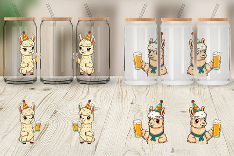 Glass Can Alpaca Beer Day Sublimation artnoy 