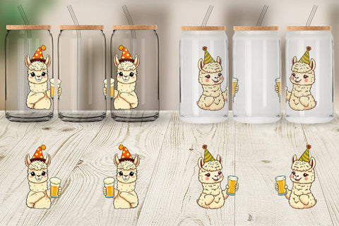Glass Can Alpaca Beer Day Sublimation artnoy 