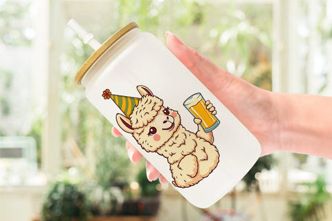 Glass Can Alpaca Beer Day Sublimation artnoy 