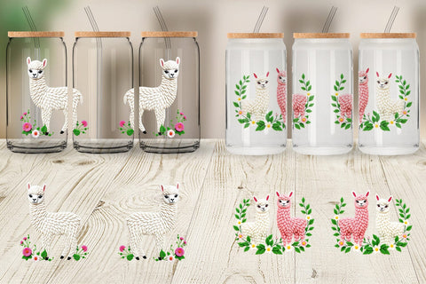 Glass Can Alpaca Embroidery Sublimation artnoy 