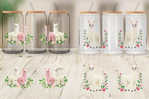 Glass Can Alpaca Embroidery Sublimation artnoy 