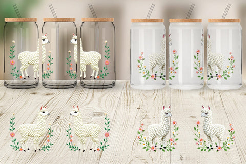 Glass Can Alpaca Embroidery Sublimation artnoy 