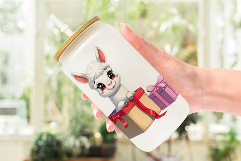 Glass Can Alpaca Gift Sublimation artnoy 
