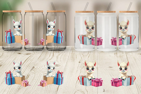 Glass Can Alpaca Gift Sublimation artnoy 