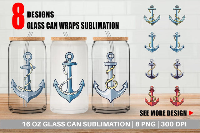Glass Can Anchor Rope Sublimation artnoy 