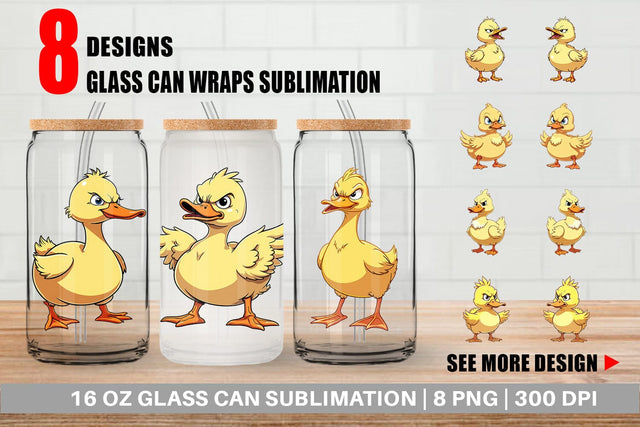 Glass Can Angry Duck Sublimation artnoy 