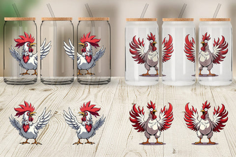 Glass Can Angry Rooster Sublimation artnoy 