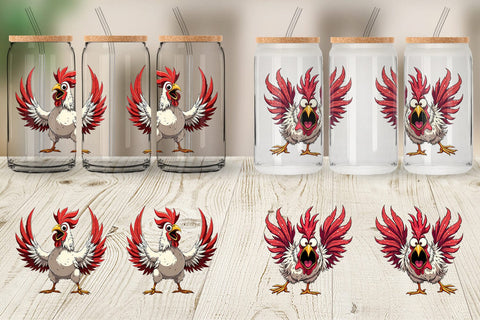 Glass Can Angry Rooster Sublimation artnoy 