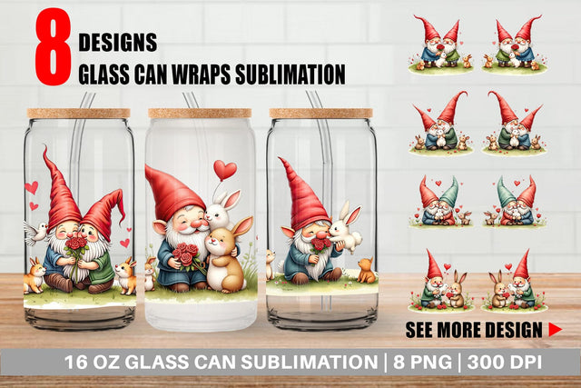 Glass Can Animal Friend Gnome Sublimation artnoy 