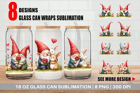Glass Can Animal Friend Gnome Sublimation artnoy 