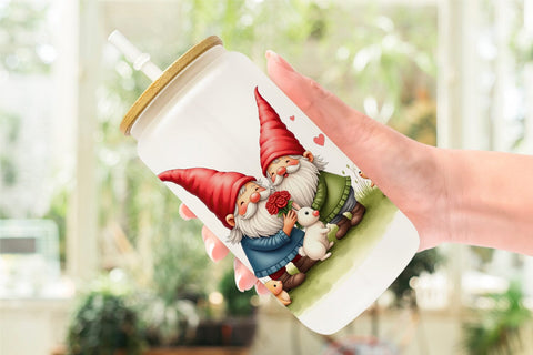 Glass Can Animal Friend Gnome Sublimation artnoy 