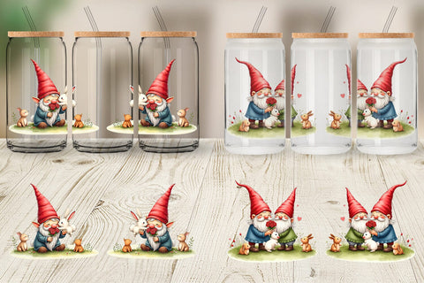 Glass Can Animal Friend Gnome Sublimation artnoy 