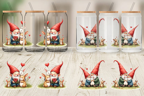 Glass Can Animal Friend Gnome Sublimation artnoy 