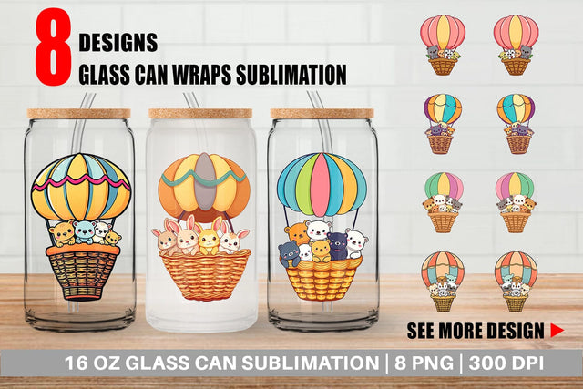 Glass Can Animal Hot Air Balloon Sublimation artnoy 