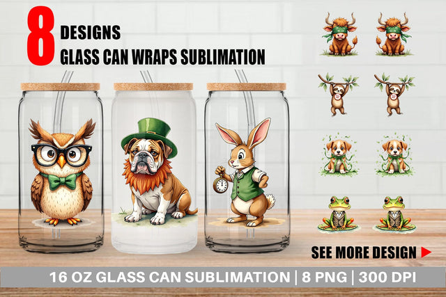Glass Can Annoyed Retro Animals Sublimation artnoy 