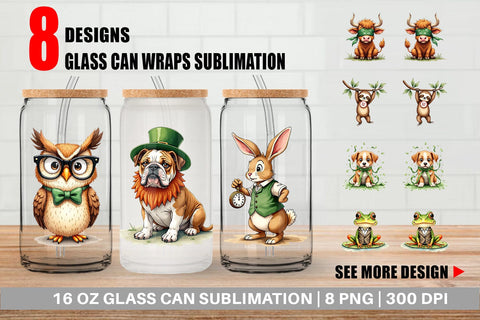 Glass Can Annoyed Retro Animals Sublimation artnoy 