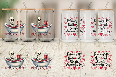 Glass Can Anti-Valentine's Sassy Singles Watercolor Sublimation artnoy 