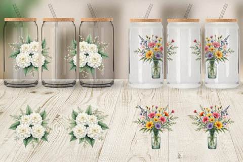 Glass Can Antique Botanical Wedding Bouquets Sublimation artnoy 