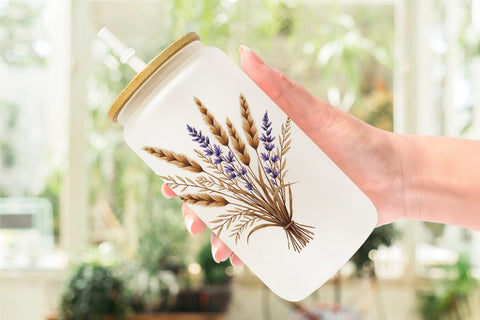 Glass Can Antique Botanical Wedding Bouquets Sublimation artnoy 