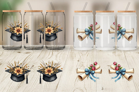 Glass Can Antique Floral Graduation Elements & Scrolls Sublimation artnoy 