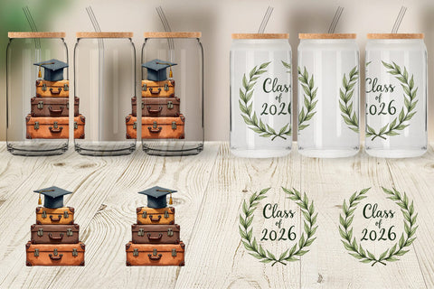 Glass Can Antique Floral Graduation Elements & Scrolls Sublimation artnoy 