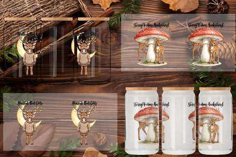 Glass Can Anxious Fawn Forest Hygge Watercolor Sublimation artnoy 