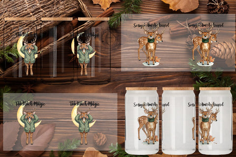 Glass Can Anxious Fawn Forest Hygge Watercolor Sublimation artnoy 