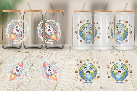 Glass Can Anxious Space Rocket and Planet Sublimation artnoy 