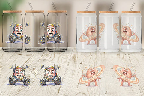 Glass Can Anxious Space Rocket and Planet Sublimation artnoy 