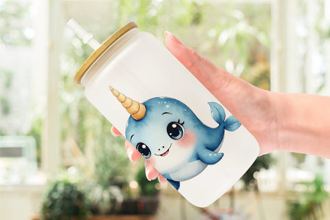 Glass Can Arctic Cuties Watercolor Sublimation artnoy 