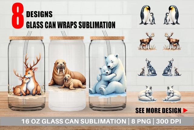 Glass Can Arctic Snuggles Sublimation artnoy 