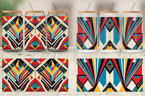 Glass Can Art Deco Pattern Sublimation artnoy 