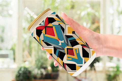 Glass Can Art Deco Pattern Sublimation artnoy 