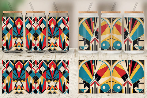 Glass Can Art Deco Pattern Sublimation artnoy 