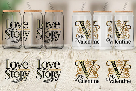 Glass Can Art Deco Valentine Elegant Quotes Sublimation artnoy 