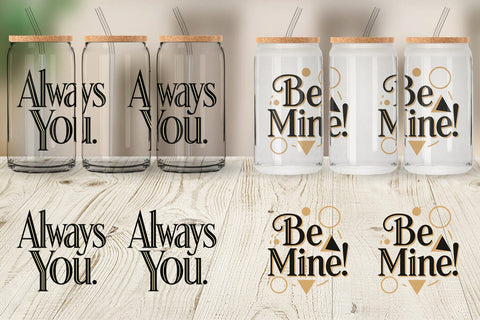 Glass Can Art Deco Valentine Elegant Quotes Sublimation artnoy 