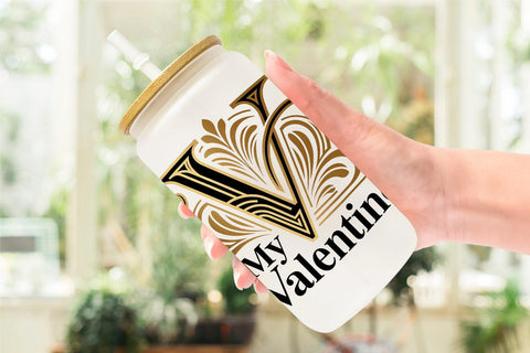 Glass Can Art Deco Valentine Elegant Quotes Sublimation artnoy 