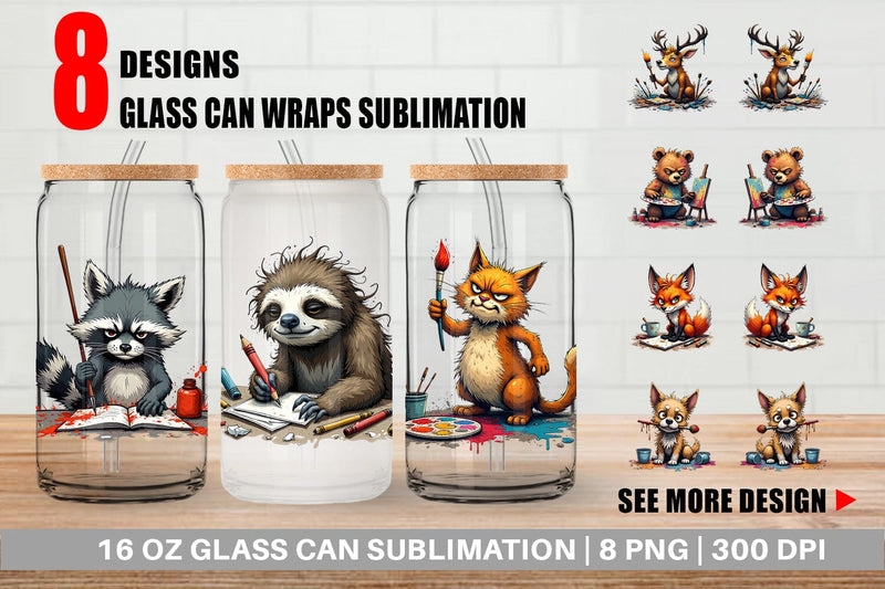Glass Can Art Grumps Sublimation artnoy 