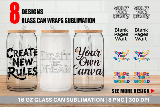 Glass Can Artistic Creative Destiny Quote Sublimation artnoy 