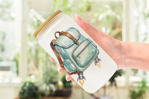 Glass Can Atomic Age School Supplies Watercolor Sublimation artnoy 