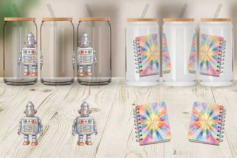 Glass Can Atomic Age School Supplies Watercolor Sublimation artnoy 