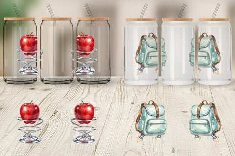 Glass Can Atomic Age School Supplies Watercolor Sublimation artnoy 