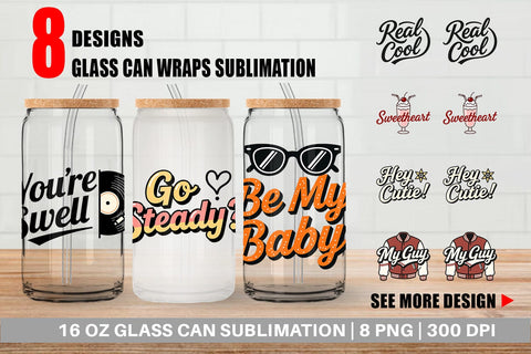 Glass Can Atomic Love 50s Valentine Quotes Sublimation artnoy 
