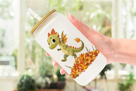 Glass Can Autumn Baby Dragons Sublimation artnoy 